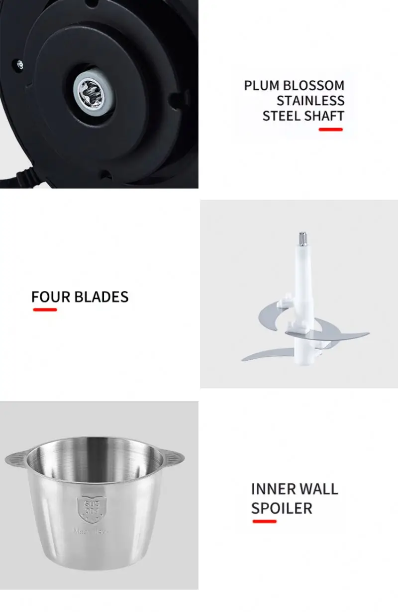 2l in stock household stainless steel electric chopper blender, fufu pounding vegetable mixer multifunction meat grinder/