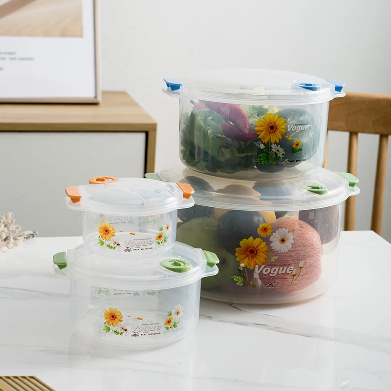 
Eco-friendly home kitchen used 3 sizes transparent storage plastic food container for fruit vegetables 