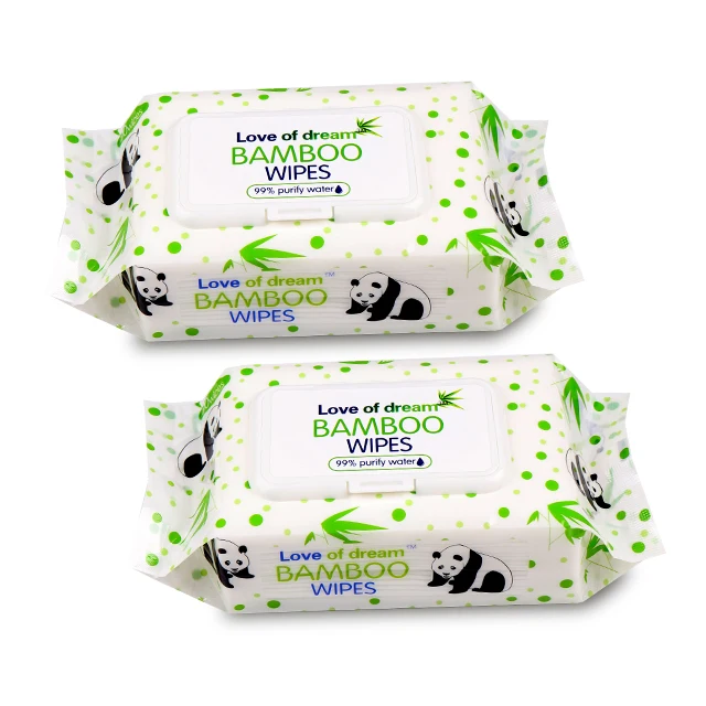 Custom wet wipes in bamboo Natural Alcohol Free Bamboo Disposable Hand Mouth baby bamboo wet wipes