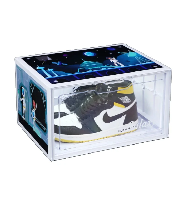 
Clear Display Sound Control Stackable As Sneaker Side Open Magnetic Led Shoe Box With Light 