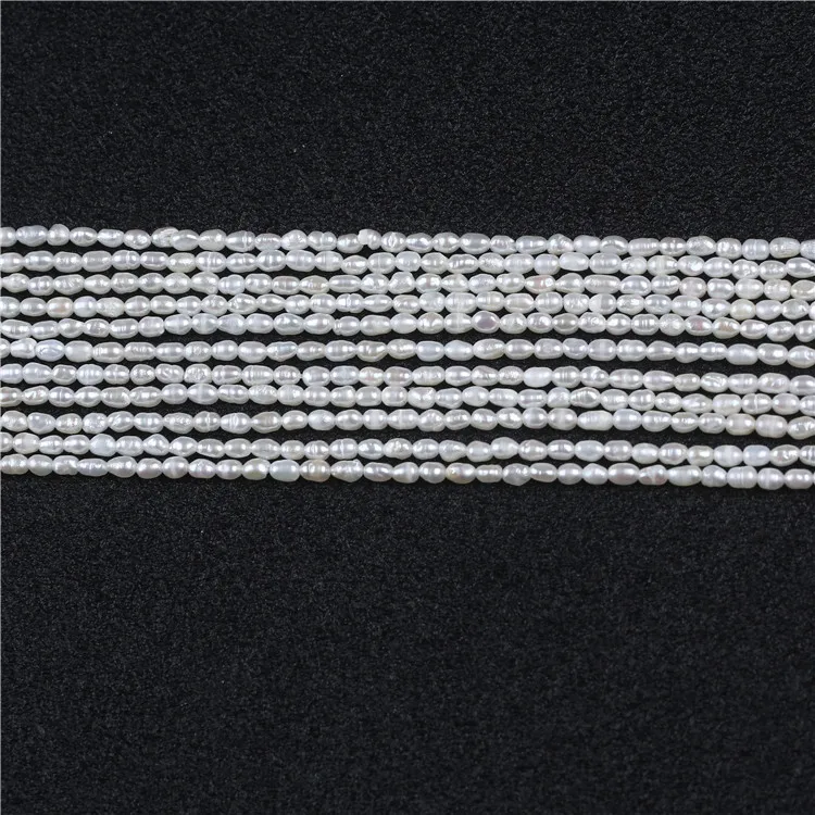 Дешевые пряди из натурального жемчуга 2 5-3 мм в форме риса для продажи
