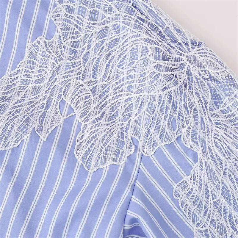 TAOP&ZA Spring and Autumn Long Sleeve Striped Shirt Women 2024 Korean Style Spliced Embroidered Flower Bottoming Top Chic 209