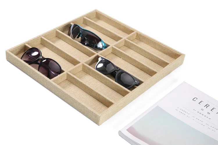 
12 Slots Lamination Brocade Lining Drawer Eyewear Sunglasses Display Storage Box 