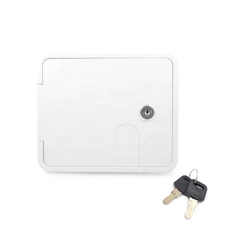 White Square Plastic Profile Electric Cable Hatch Rv Cable Cover With Key Rv Camper Electric Cord Cover