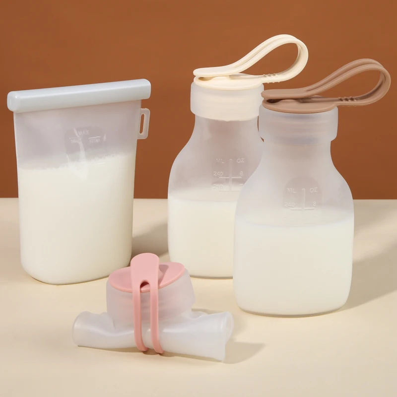 Custom Logo Collapsible Silicon Breast Milk Preservation Bag Reusable Baby Breast Milk Storage Bag