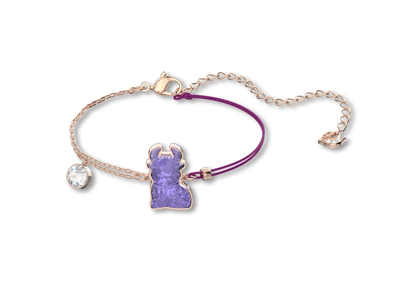 New elegant and romantic purple crystal calf shape pendant bracelet set