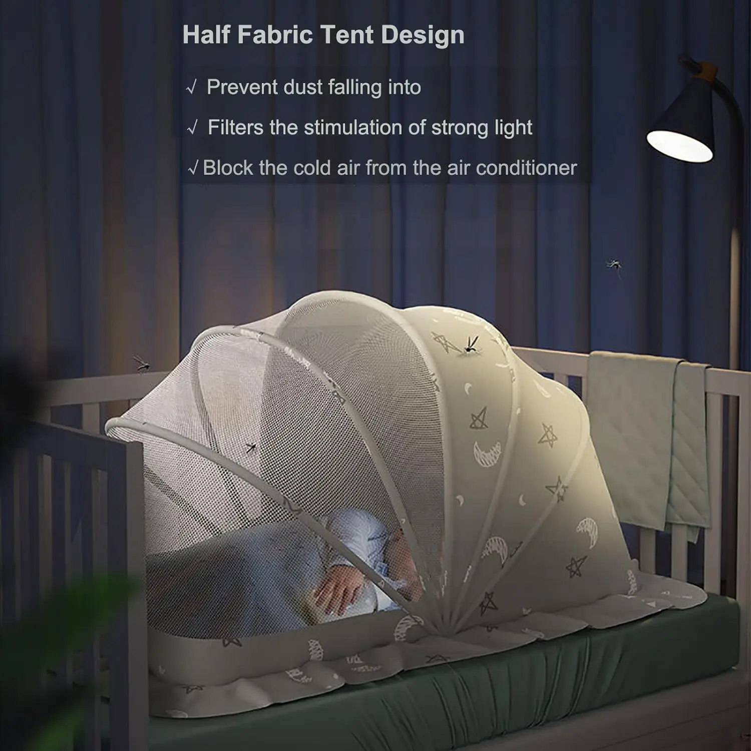 Baby Mosquito Net bed tent canopy Kids Bassinet Mosquito Net Cover, Breathable Foldable Cots Bottomless Crib Net for new born