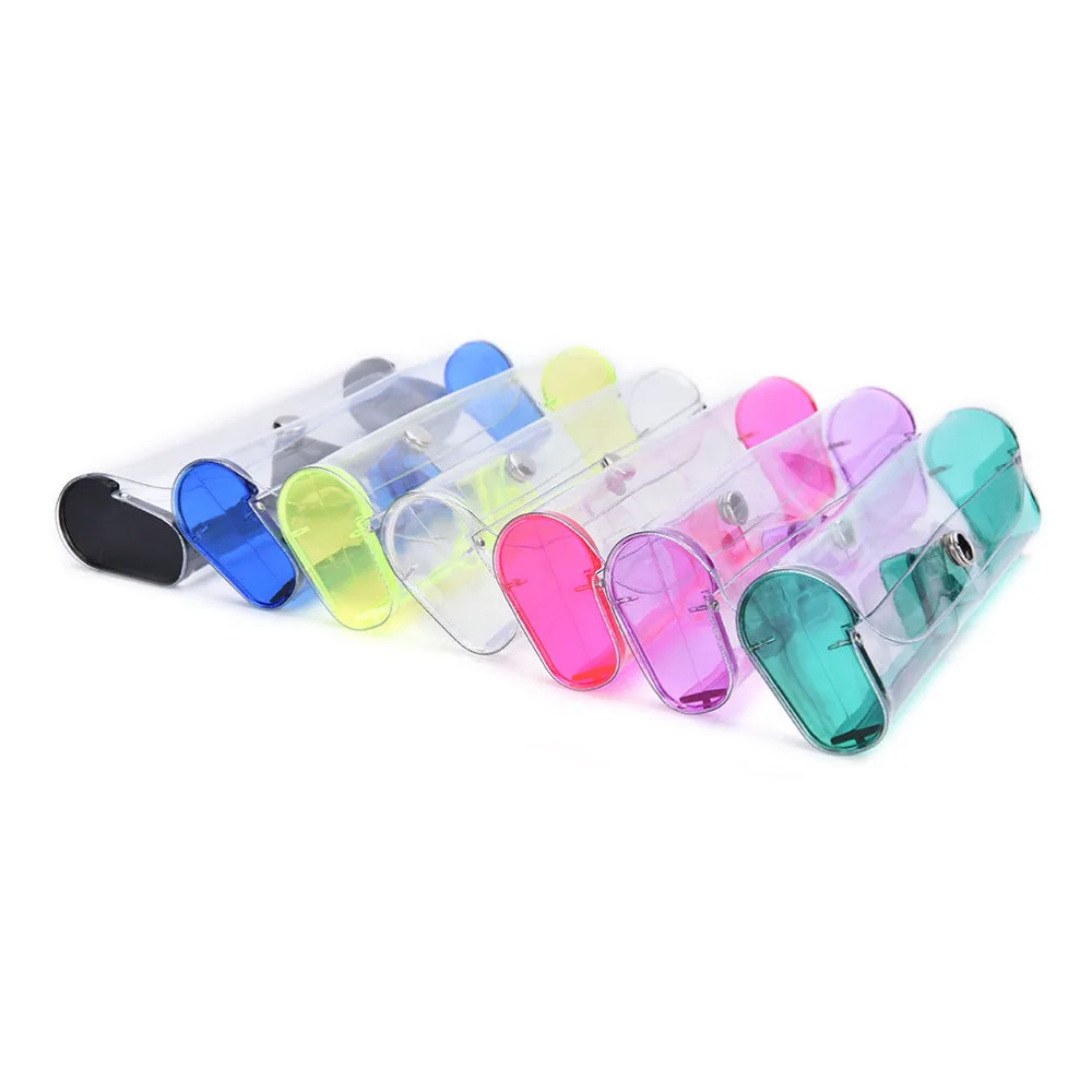 Amazon Hot Sell Transparent snap fastener Eyeglass Case Multicolour Eyewear Case PVC Glasses Box