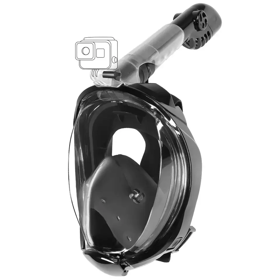 Full Face Snorkel Mask with Latest Dry Top System 180 Degree Panoramic View Snorkeling Mask with Camera Mount