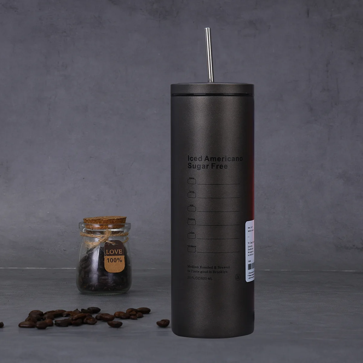 304 stainless steel iced American coffee cup car portable straw  and insulation cup Glass Mugs with Lid Straw for Water Wine