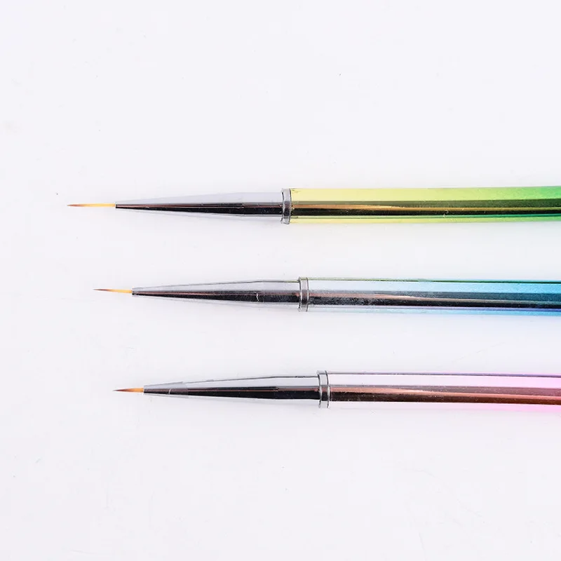 Makeup Tool Kit 3pcs Bright Metal Handle Manicure Nail Art Brush Set