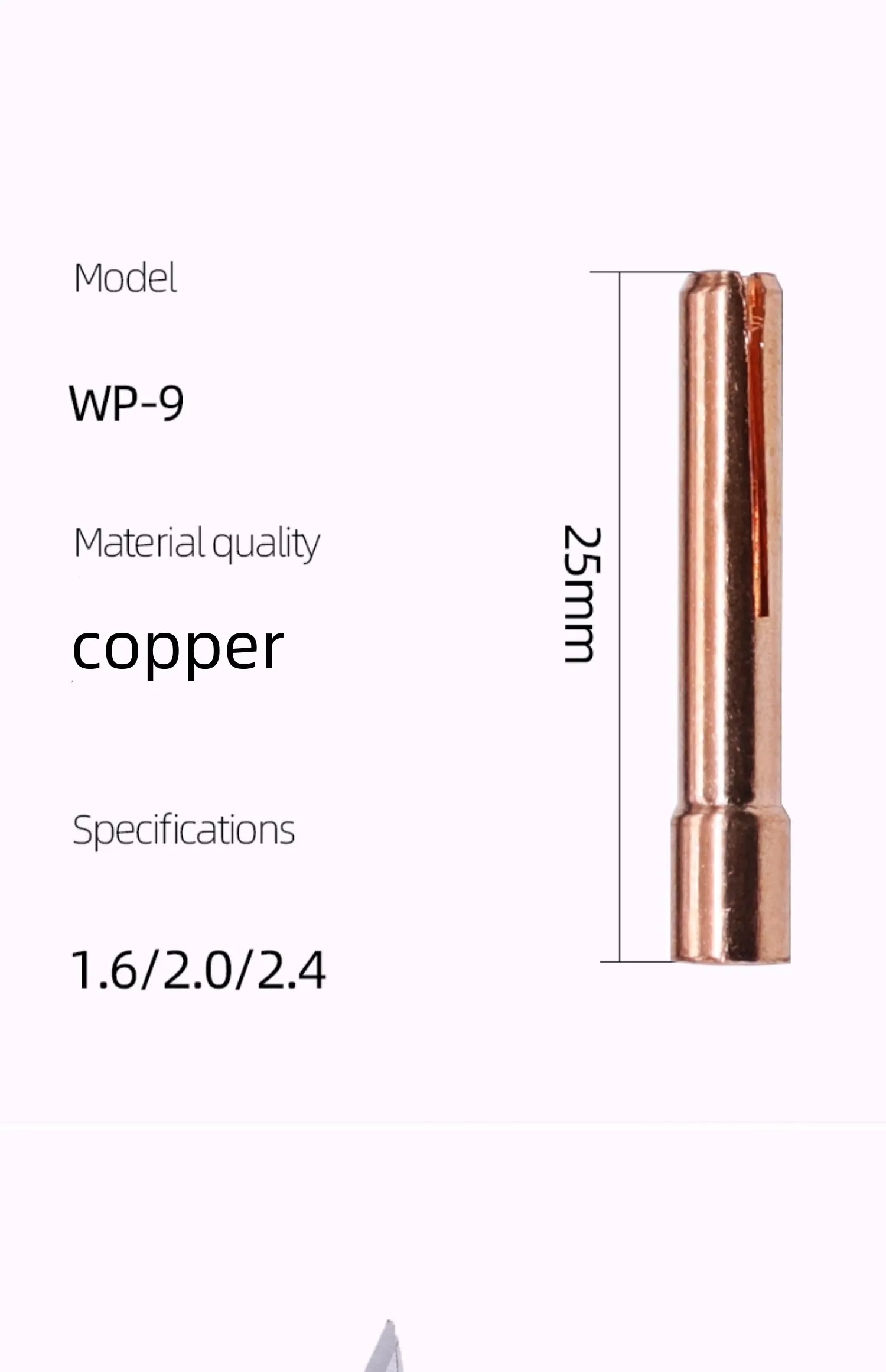 Copper Welding Consumables Wp9 Collet Body Tig Torch Spare Parts 13n20 13n21 13n22