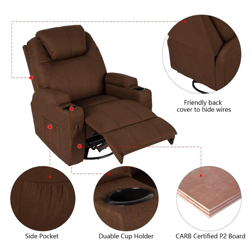 360 Degrees Swivel Reclining Foot Full Body Massage Pedicure Chairs 4D With Cup Holder