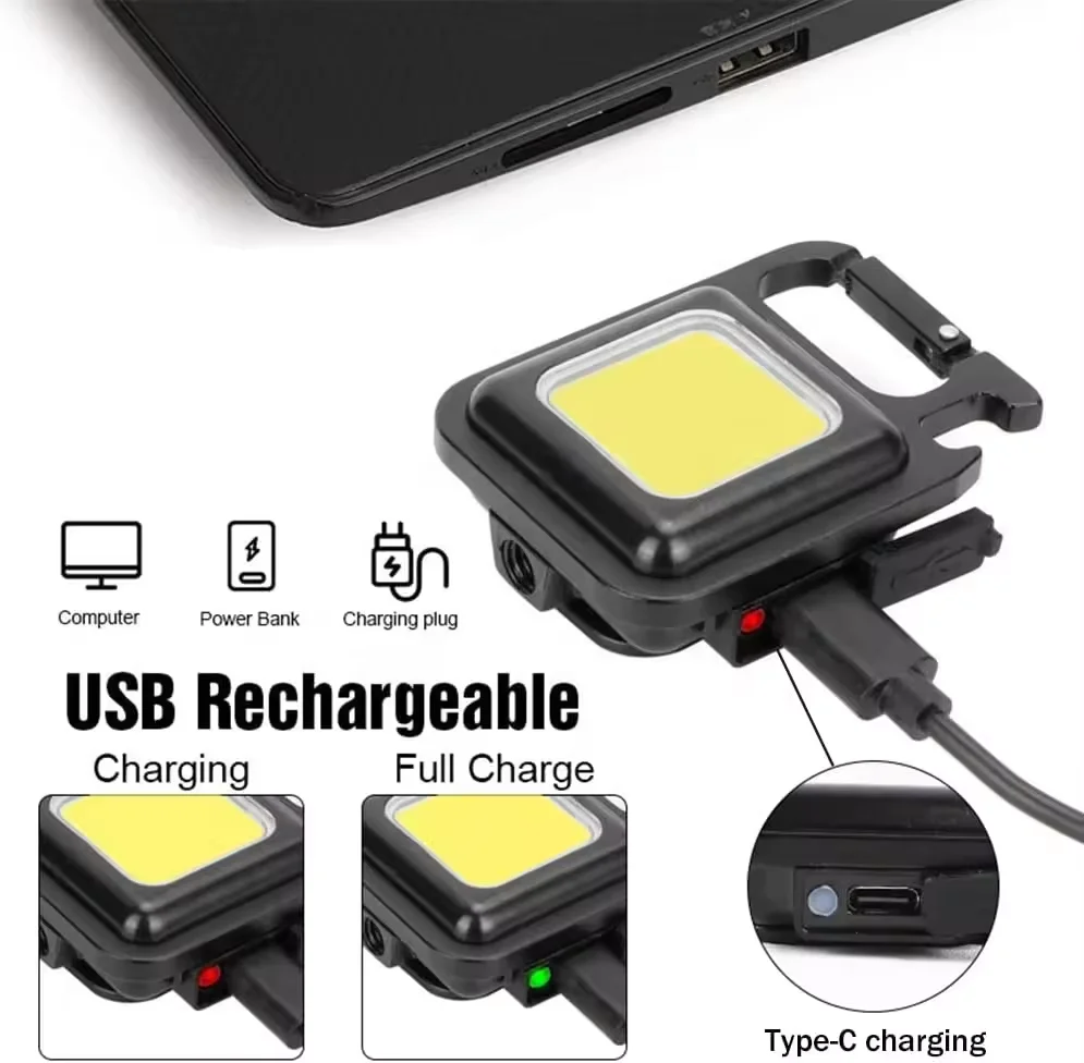 Mini LED Flashlight COB Rechargeable Keychain Light Pocket Emergency Light Portable Gift Promotion Flashlight