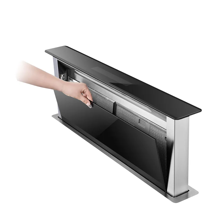 Euro style Stainless Steel kitchen smoke extractor Automatic Lifting system range hood