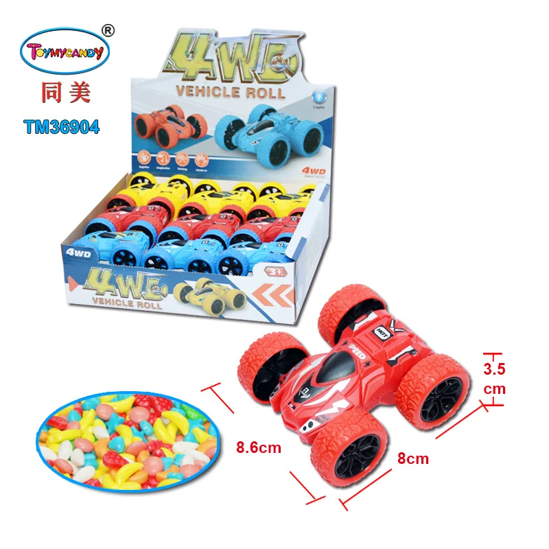 China toy candy manufacturer 2022 good selling products funny plastic double sided inertial car toy candy