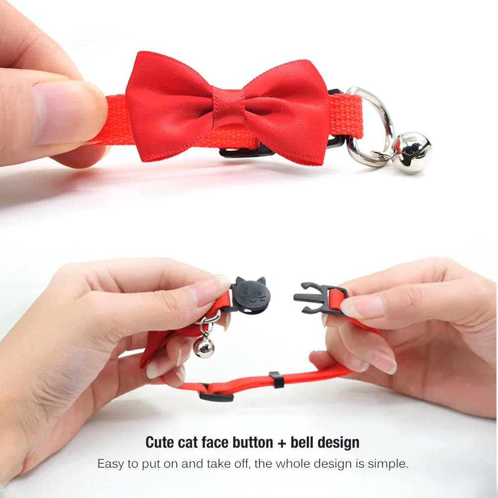 Wholesale Nylon Safety Breakaway Quick Release Bowtie Cat Kitten Collar With Bell