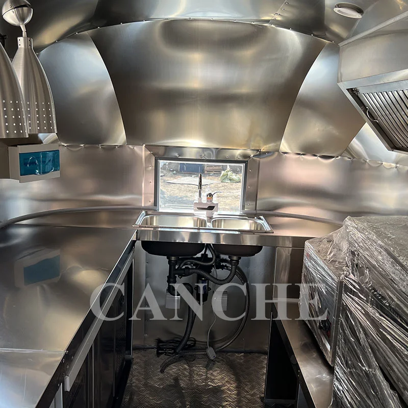 Airstream стиль из нержавеющей стали роскошный кемпер прицеп открытый индивидуальный многофункциональный мобильный Кемпинг киоск тележка