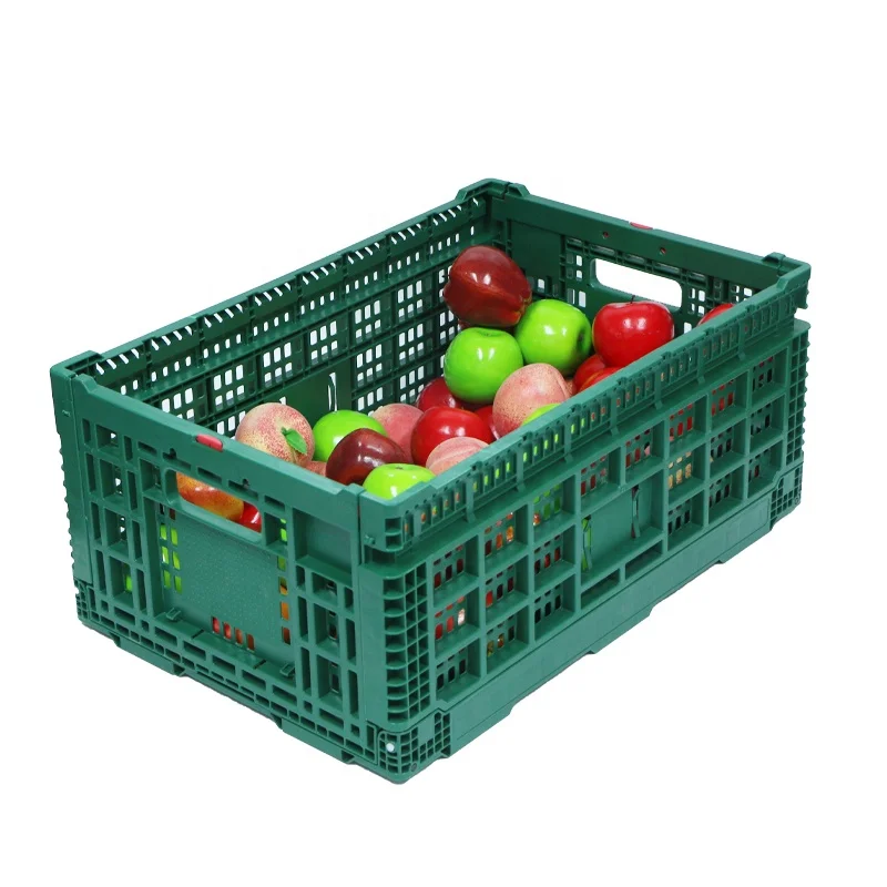 Agricultural harvesting using PP stackable space saving Ventilated Folding Plastic Box / crate for leafy produce / tomatoes