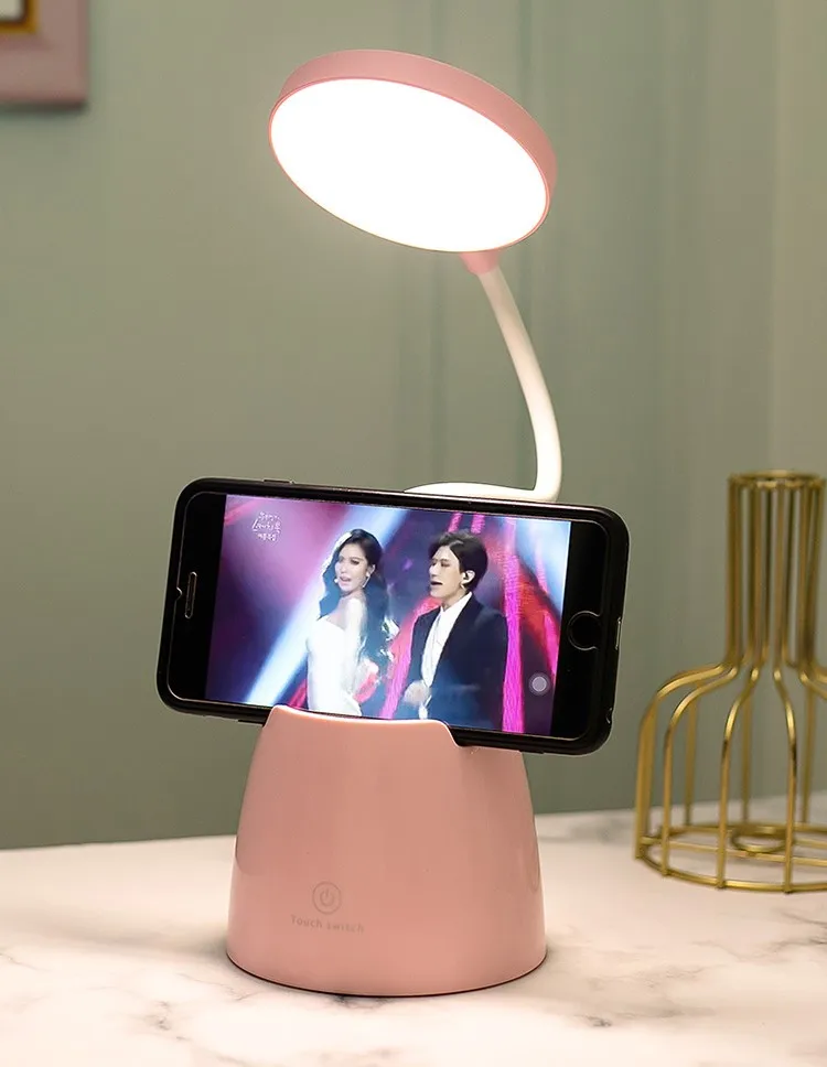 Portable multi function storage study reading folding classic desk lamp with pen holder