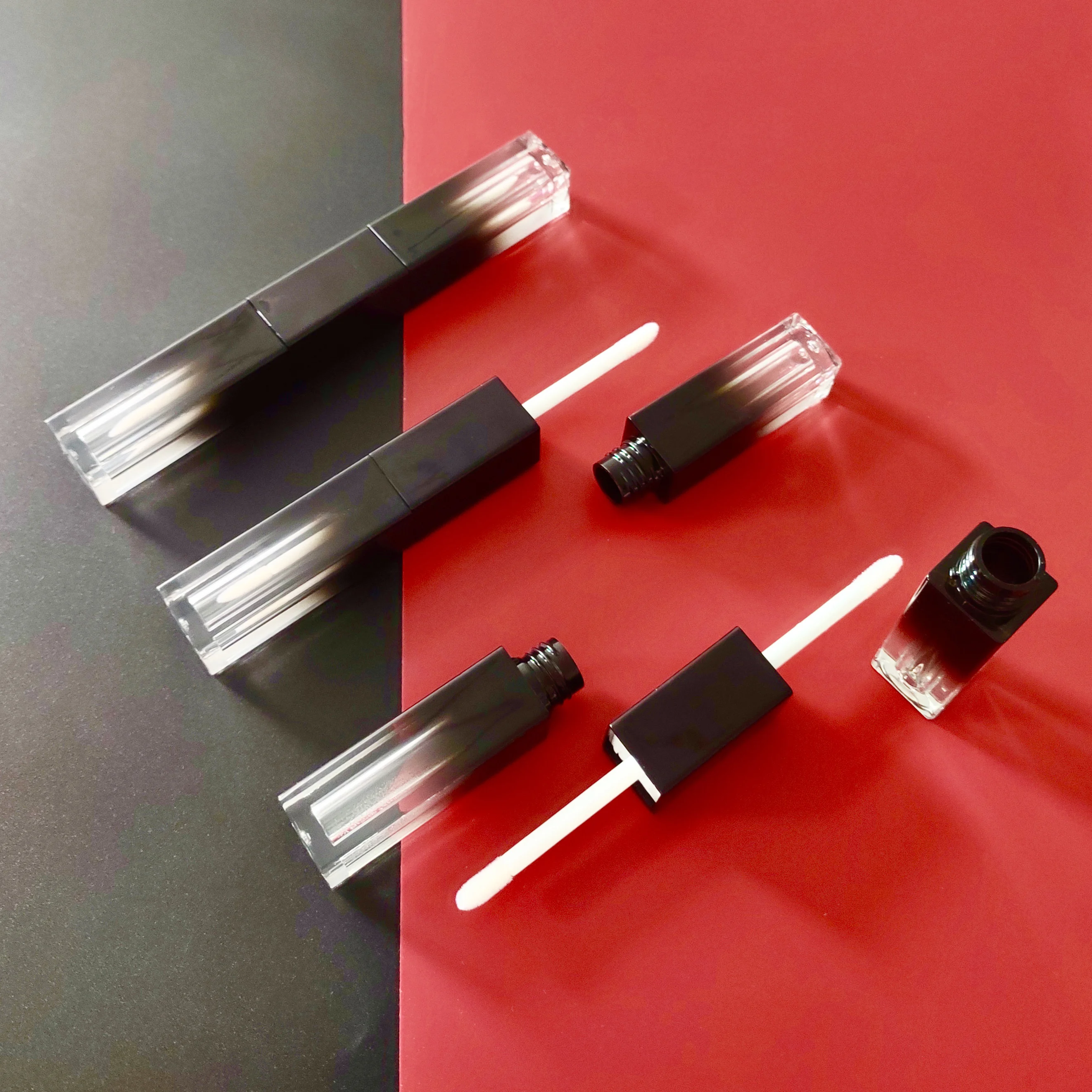 10ml black Square lip gloss tube square lip tint packaging private label lip gloss containers with wand