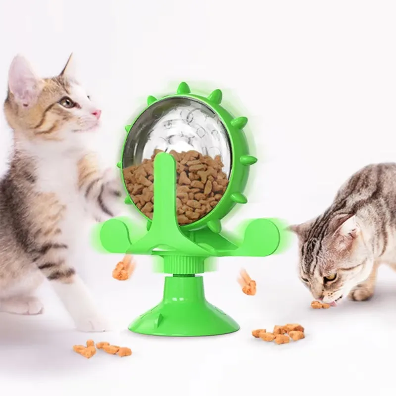 latest design dog cat pet IQ training suction cup spin rotary table turntable windmill slow feeder automatic leaking food toy