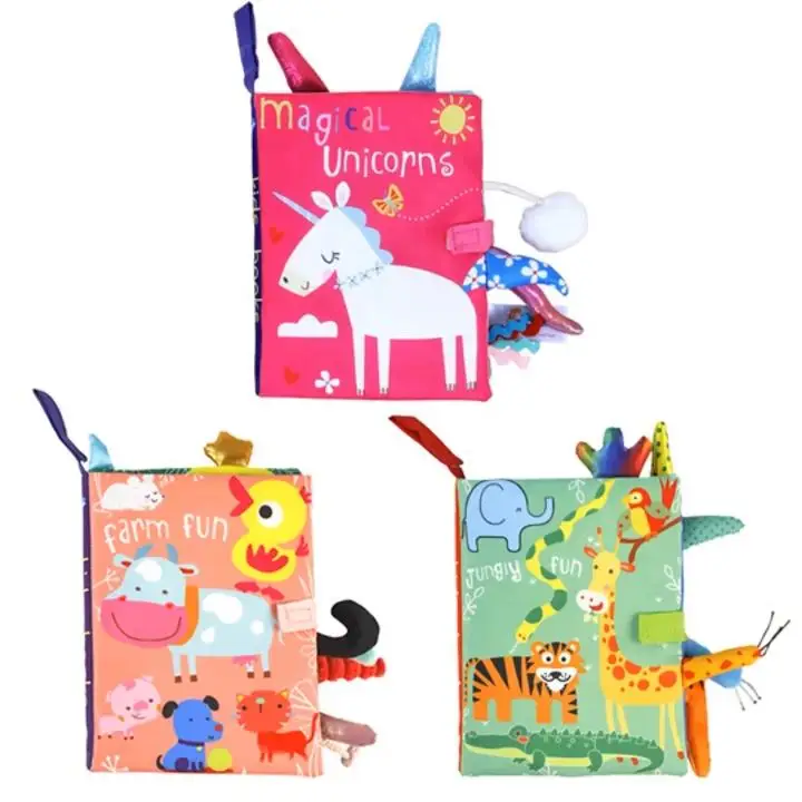 Dinosaur ocean Farm Jungle tail Animals story book baby soft Fabric cloth book for Baby toy