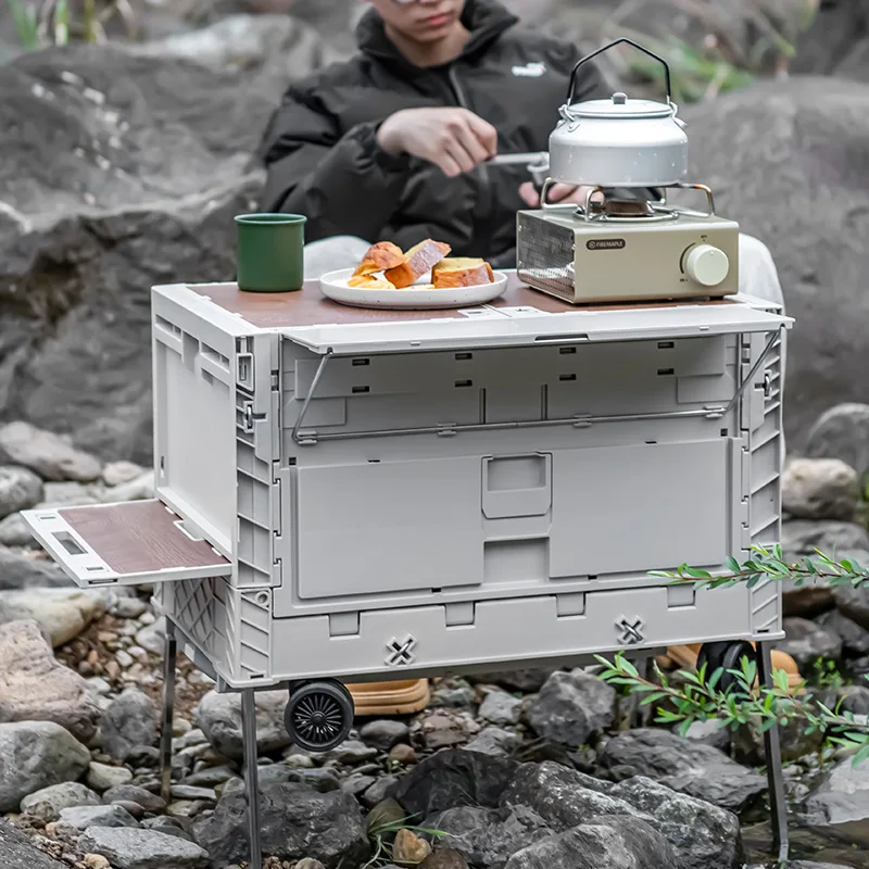 New Storage Trolley Picnic Table 3-in-1 Folding Trolley Climbing Universal Wheels Plastic Folding Camping Trolley cart