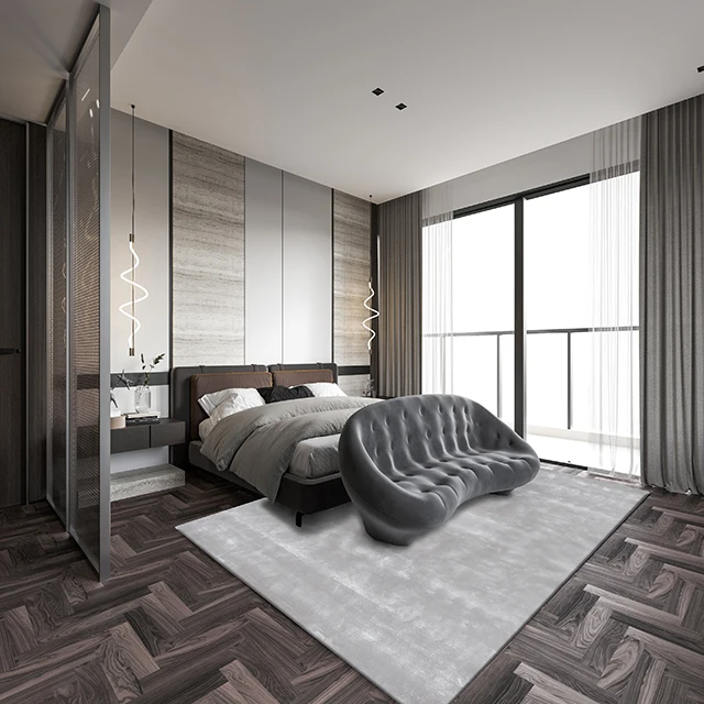 Handmade Modern Minimalist Tufted Carpet Wool Washable Custom Size Home Living Room Bedroom Bathroom Door Ice Spun Silk Style