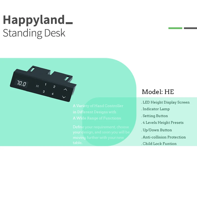 HZ Three Height Memory Preset Electric Desk Handset Intelligent Standing Desk Hand Controller For Height Adjustable Office Desk