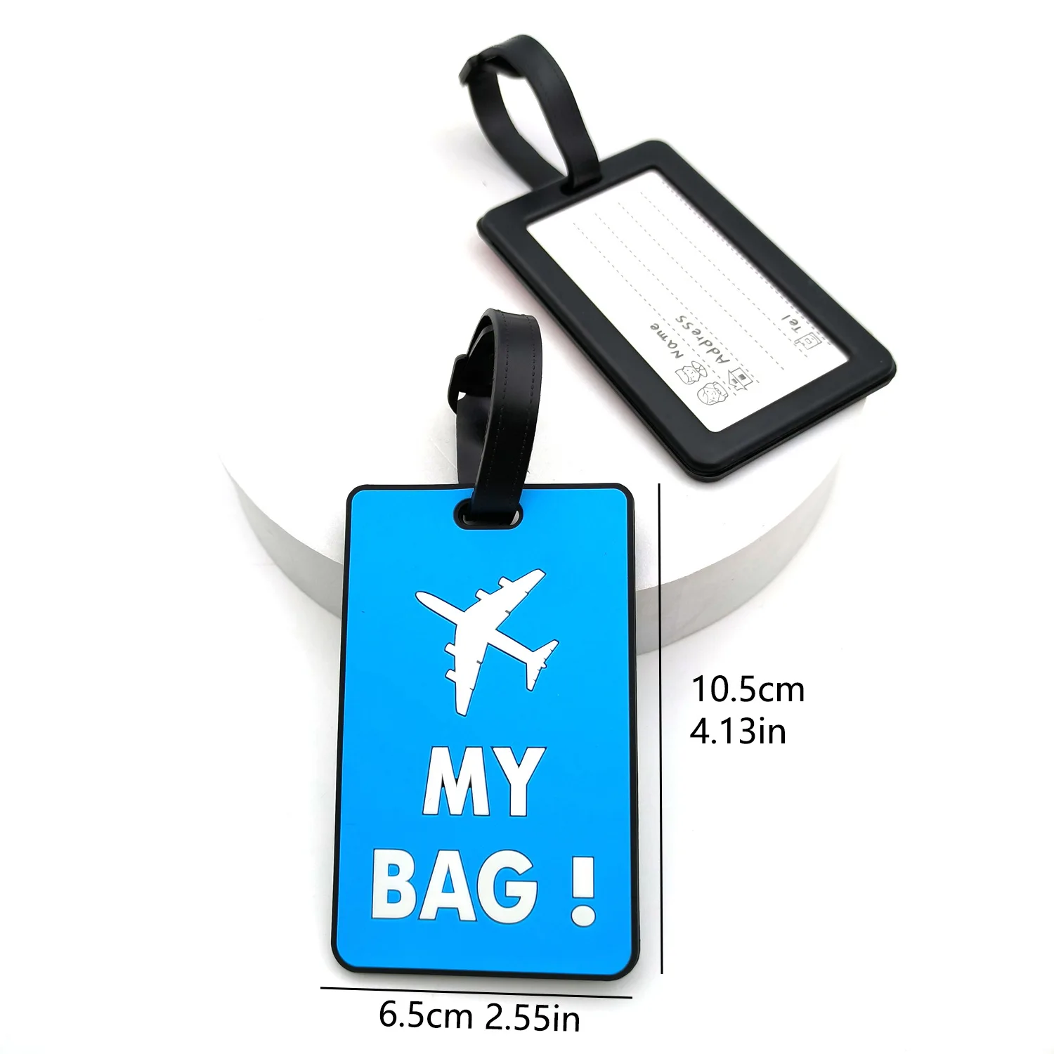Custom Logo Soft Rubber PVC Suitcase Baggage Tag Name ID Card Labels Luggage Travel Tag