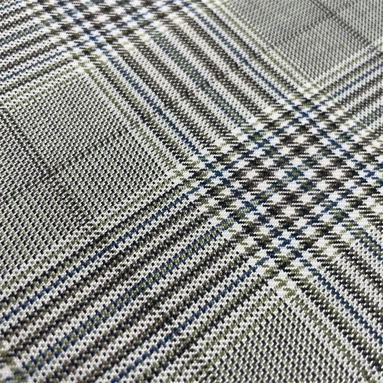 Best Selling Woven 360Gsm Anti Wrinkle Plaid Fabric 100% Polyester Check Suiting Fabric For Men Material
