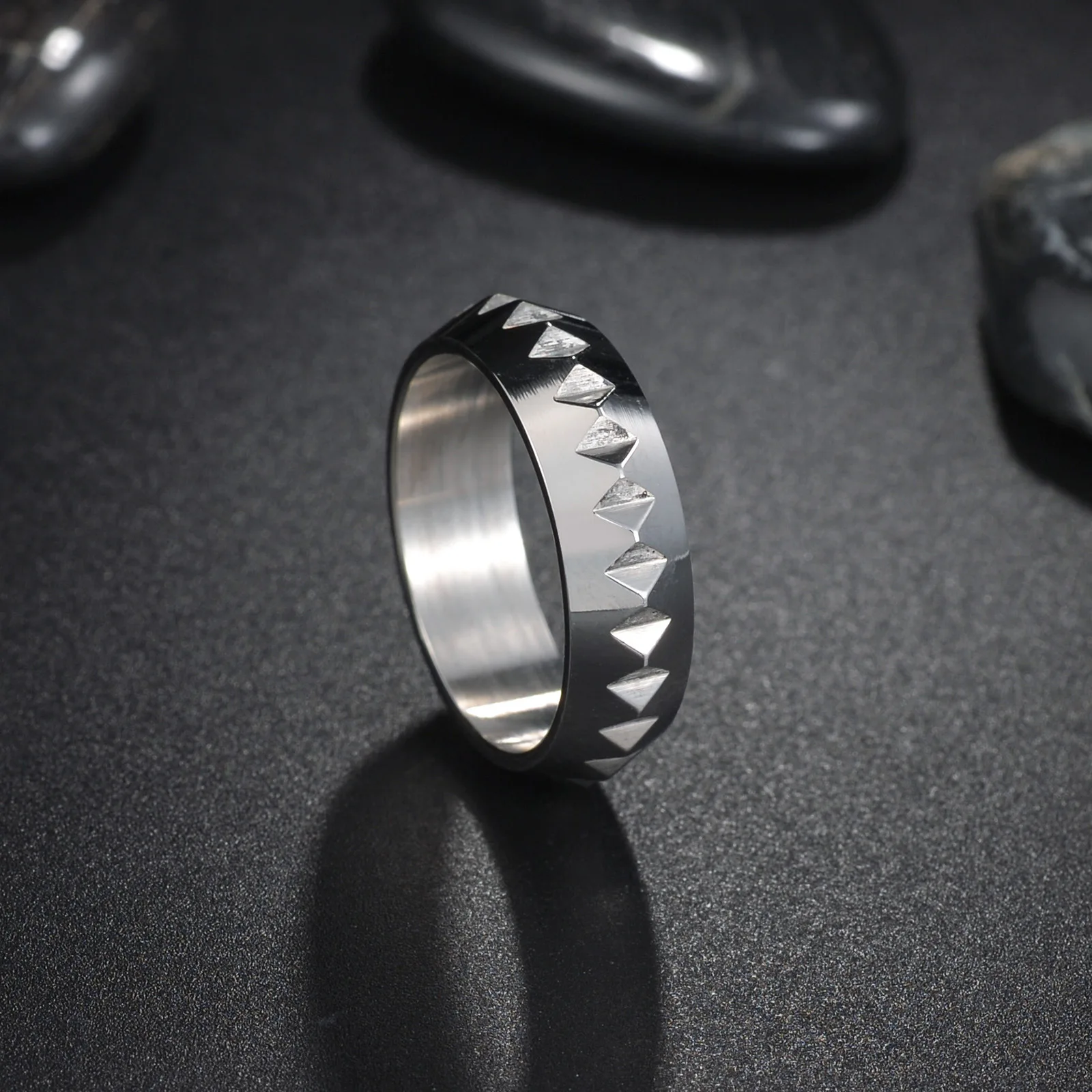 Punk Style Titanium Steel Men Women Ring 2024 Creative Stainless Steel Geometric Ring Wholesale