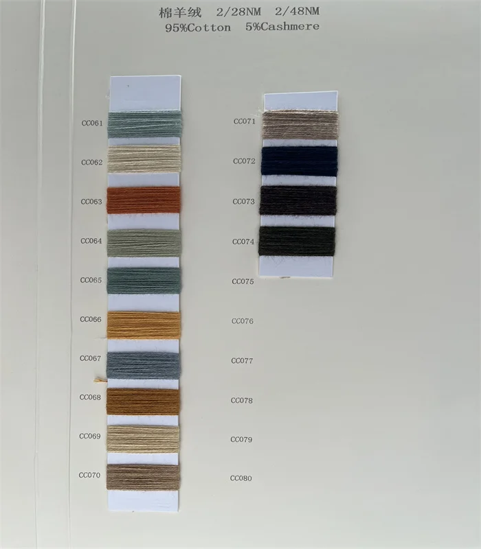 China Yarn factory wholesale or custom dyeing yarn 5%cashmere 95%cotton top dyeing yarn