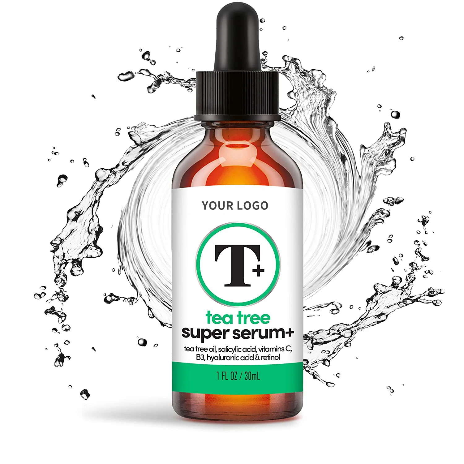 FORMULATED FOR ACNE TREATMENT WITH TEA TREE ESSENTIAL OIL VITAMIN C SALICYLIC ACID RETINOL TEA TREE CLEAR SKIN SUPER FACE SERUM