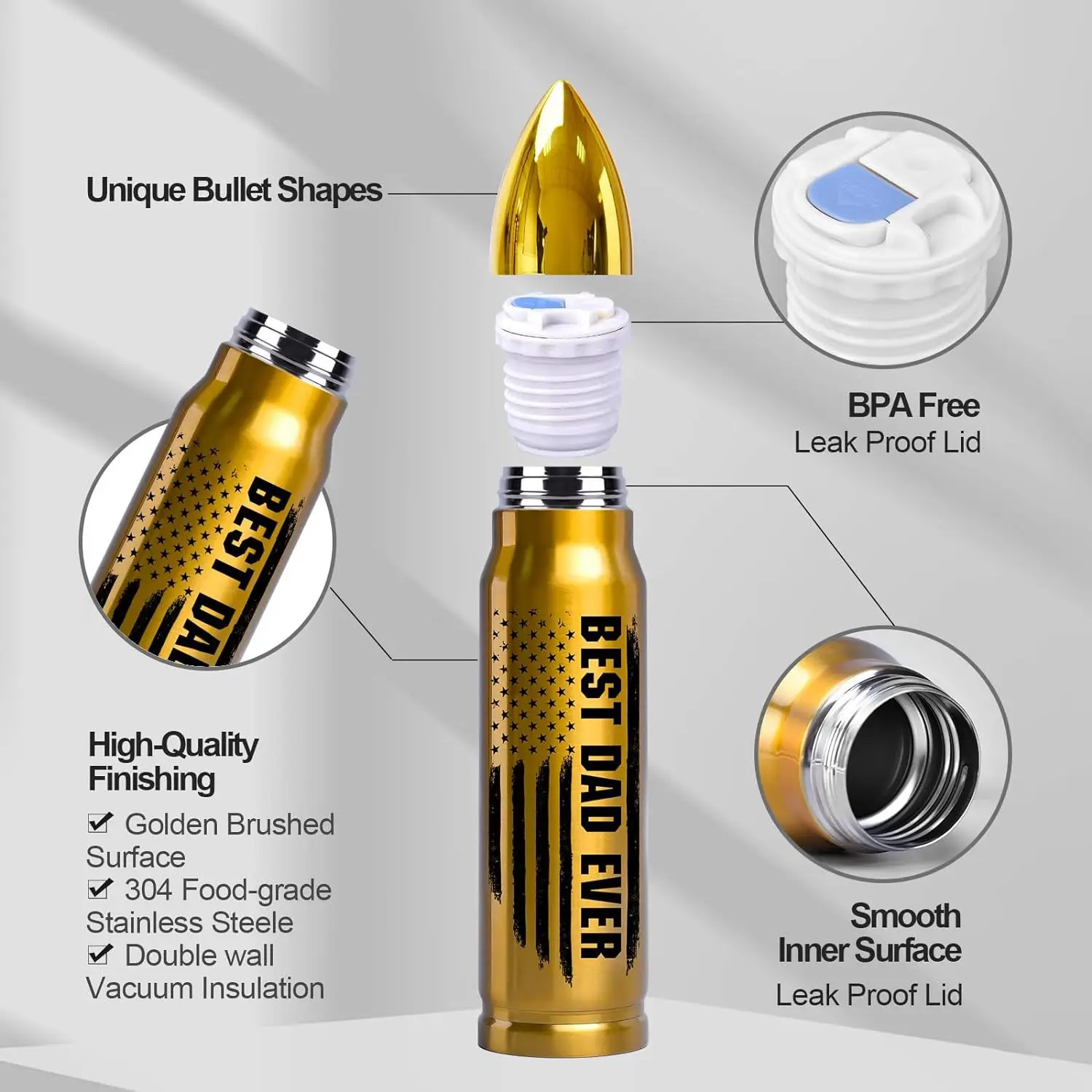 2023 Hot Custom 350ml500ml Rifle Style Lovers Gifts Souvenir Bullet Shaped Vacuum Thermo Flask Water Bottle