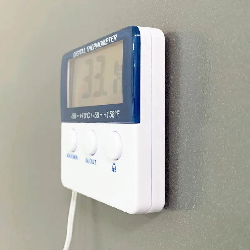 Indoor Outdoor LCD monitors Alarm Magnet Digital Max Min Memory Freezer Fridge Refrigerator Thermometer Temperature Meter