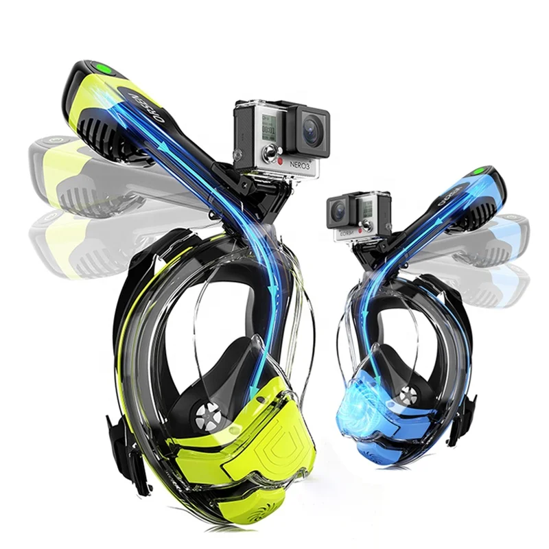 Hot Selling Diving Masks Fashion Adult Full Face Swimming Mask Super 180 Wide View Angle Wearable Camera Snorkeling Mask
