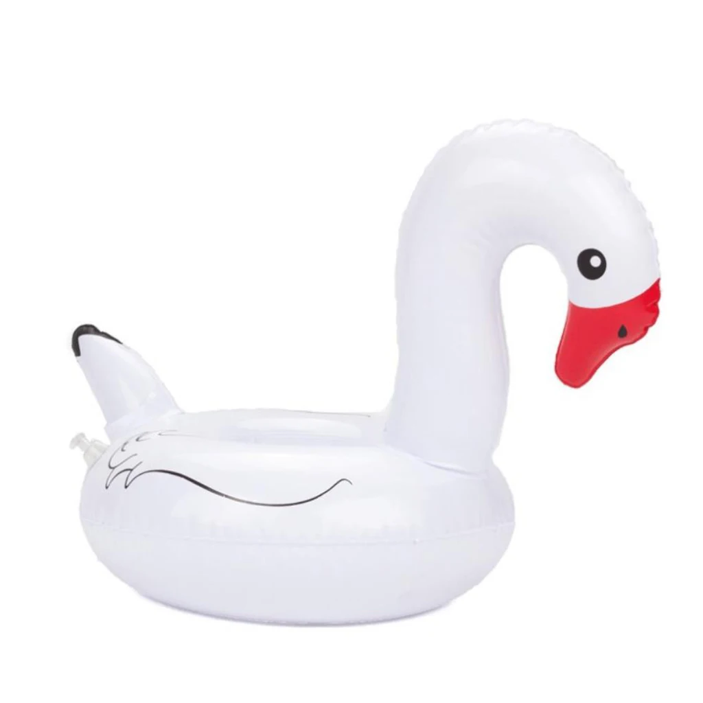 wholesale cheap new custom white swan animal pvc floating toy mini beer can inflatable ice cup drink holder for pool