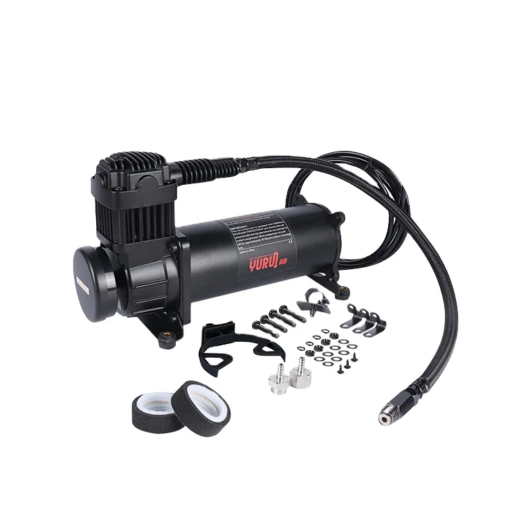 Heavy duty piston type air pneumatic suspension DC 12V auto black metal air compressor for air suspension system