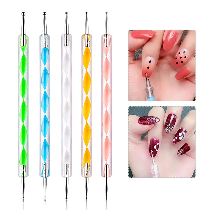 Direct Factory  5Pcs/Set Manicure Tools Nail Rhinestone Mandala Dotting Pen Double Side Nail Art Dotting Pen