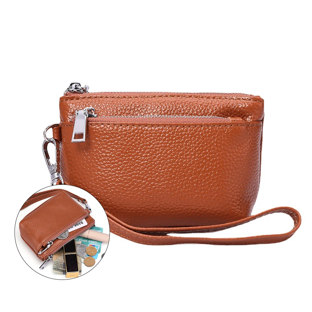 Fashion Coin Purse Womens Leather Simple Multi-Function Compact Wallet Hand Zipper Coin Bag Monedero