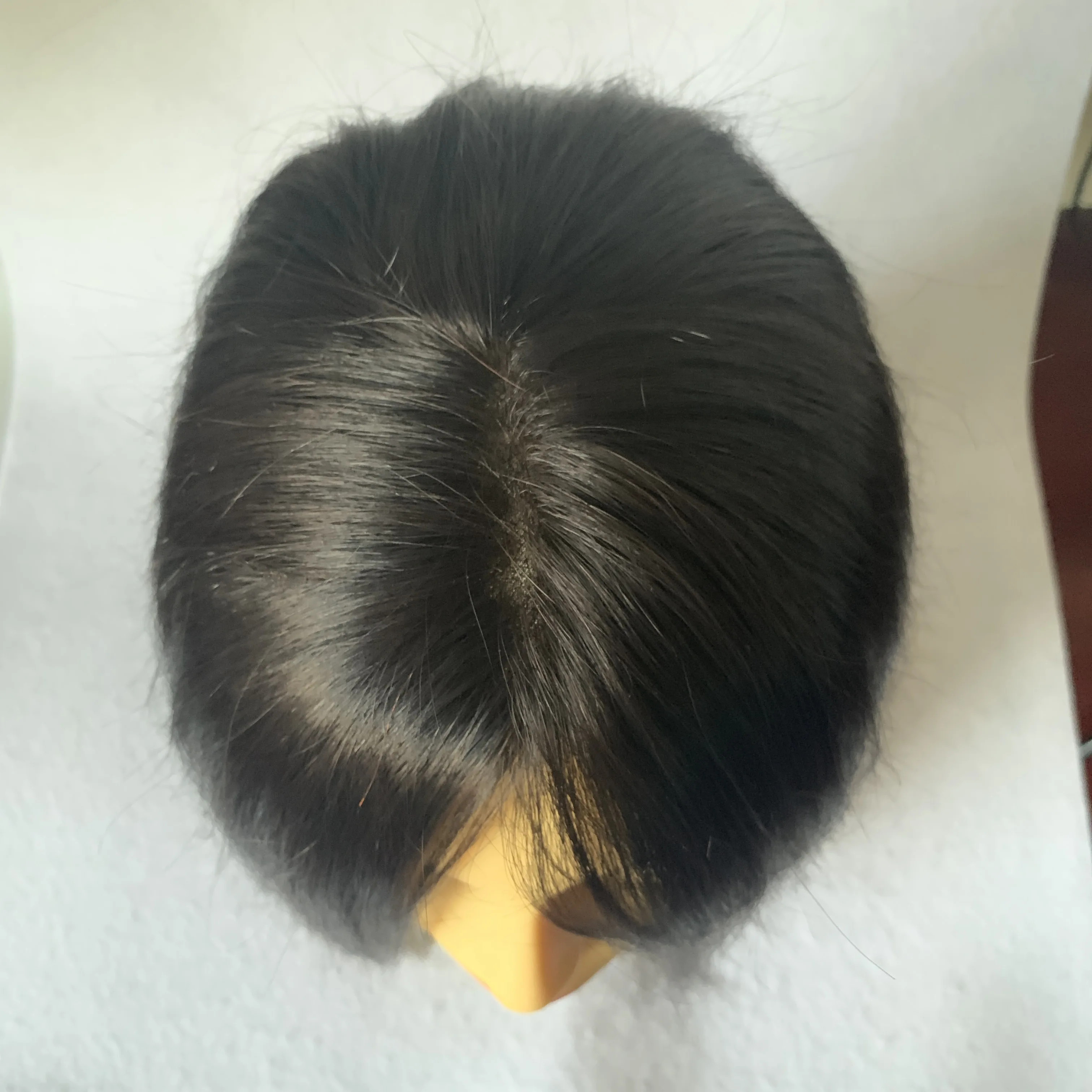 buying website on line 100% human hair wig front mono women wig black color real hair breathing short hair wig