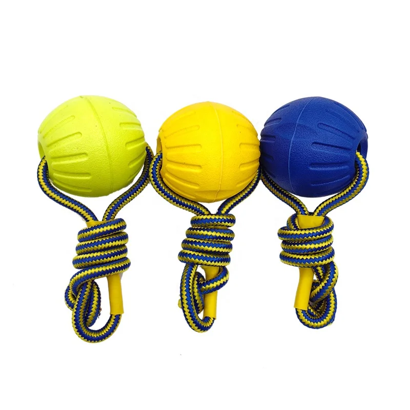 Pet Training Chew Teeth Safe Ball Toy With Rope Durable Elastic EVA Floating Balls Dog Teeth Grinding Toys