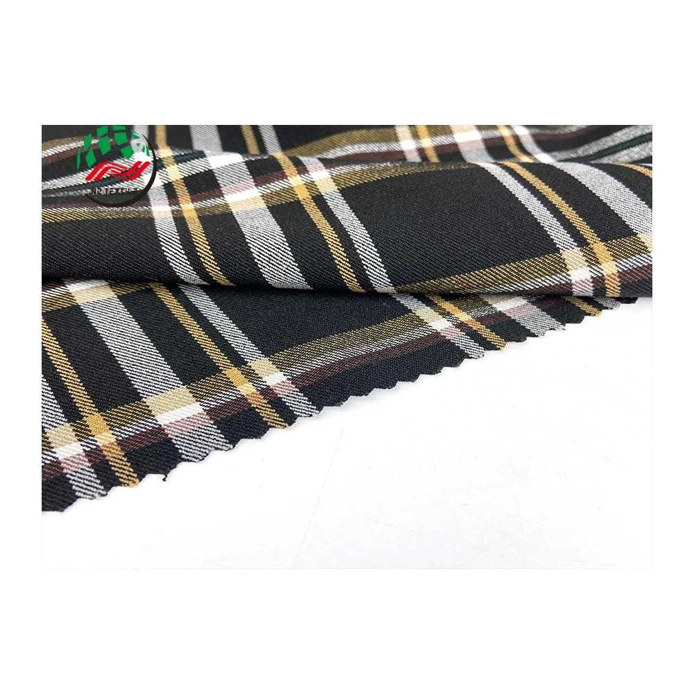 Customizable 265gsm Spandex Polyester Stretch Fabric Plaids Twill Tr Bengaline Fabric For Trousers