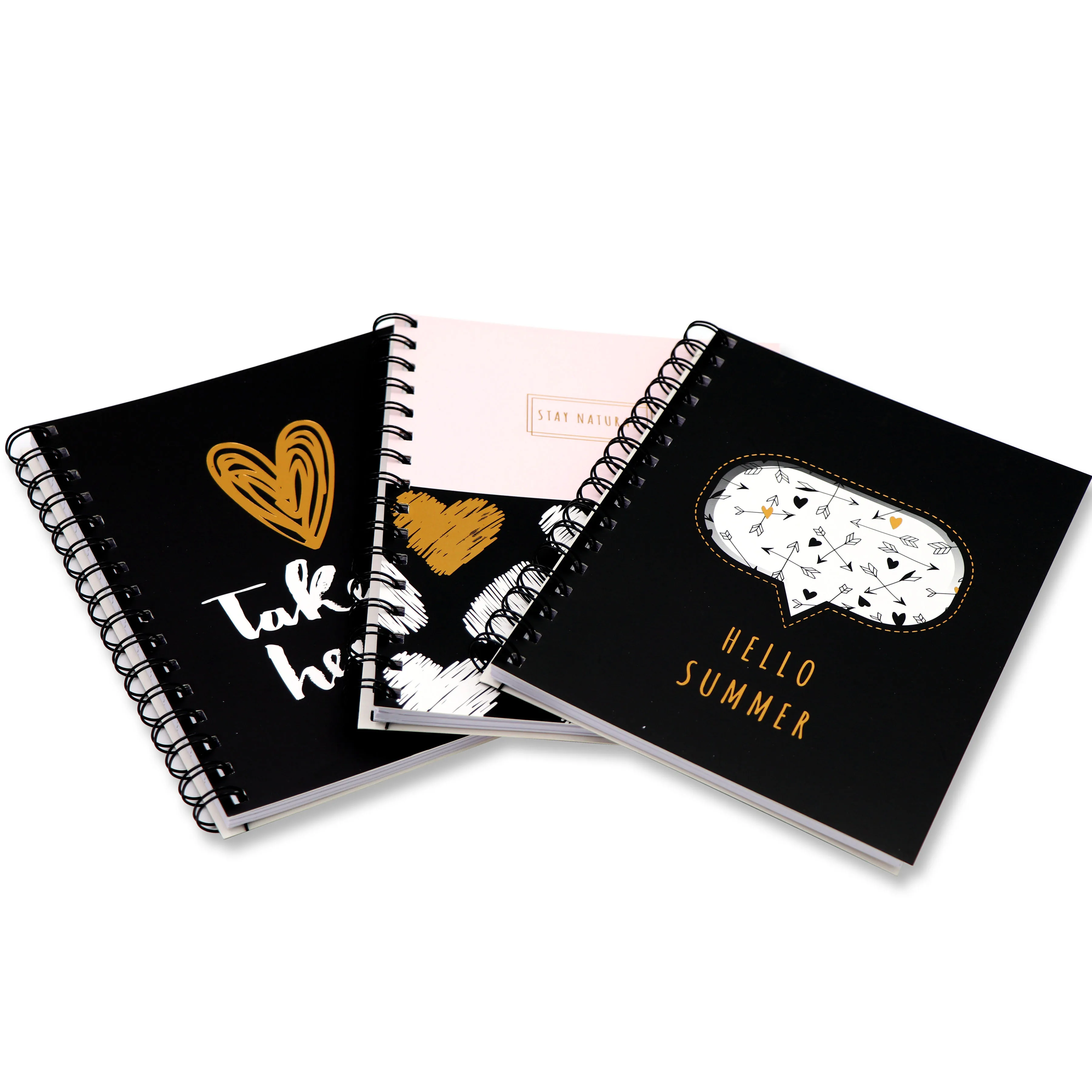 Wire Binding Hot Stamping Foil Hardcover Rose Gold Ring Spiral Notebooks