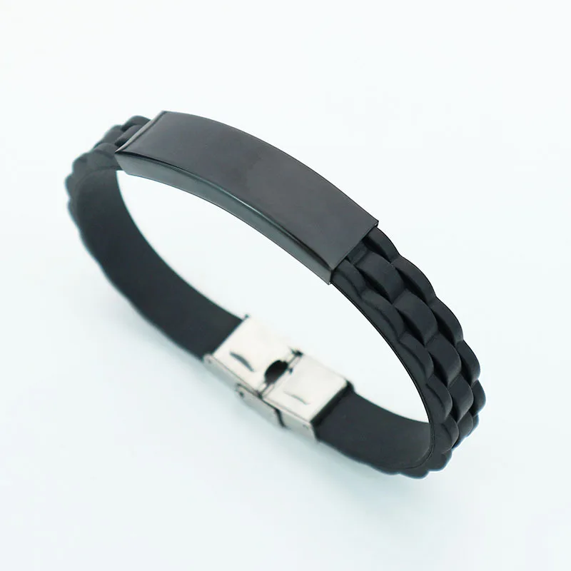 Popular 2024 Silver/black Alert Bangle Jewelry Sickle Medical Bracelet Stainless Steel Silicone Medical Logo Wristband