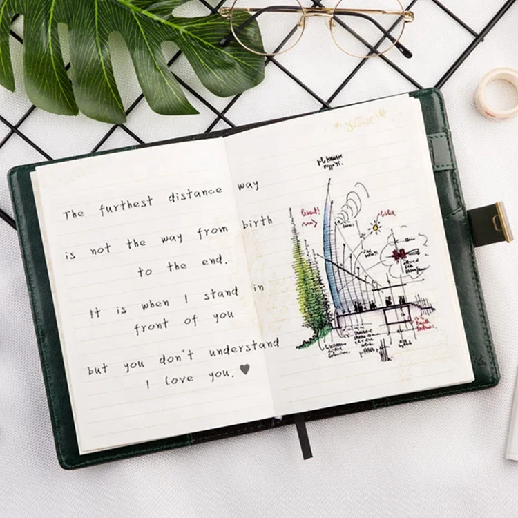 High-end quality vintage pu travel journal custom floral notebook lock diary