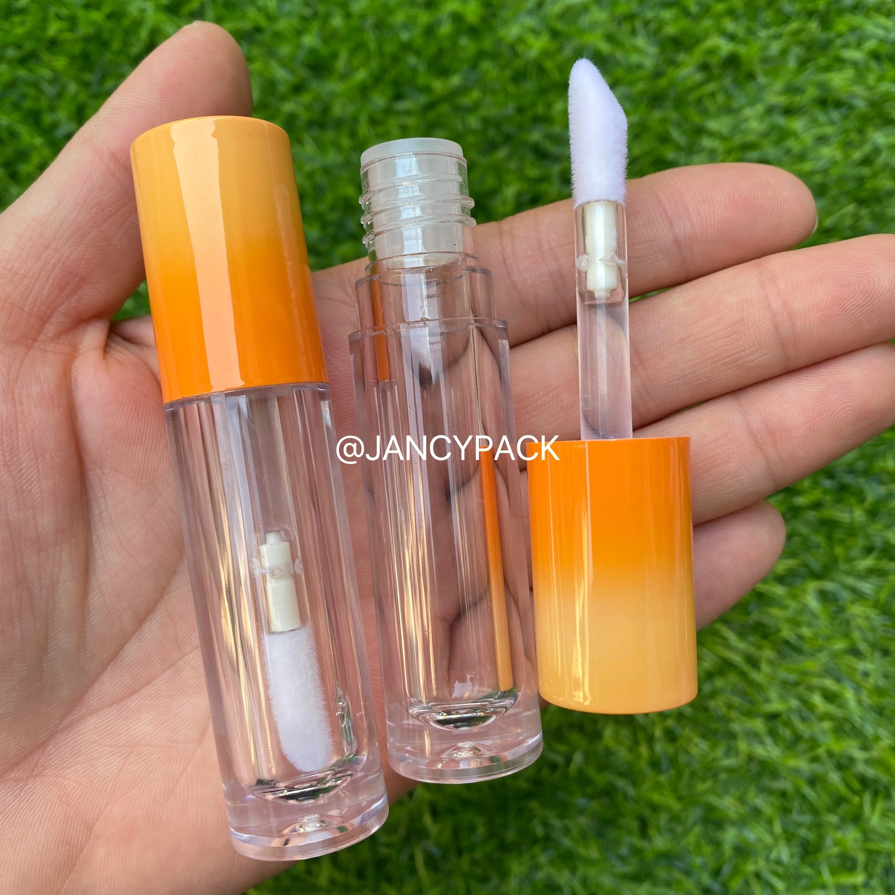 JANCY PACK 5ml wholesale empty gradient pink clear empty lipgloss tubes thick bottle big wand lip gloss container packaging
