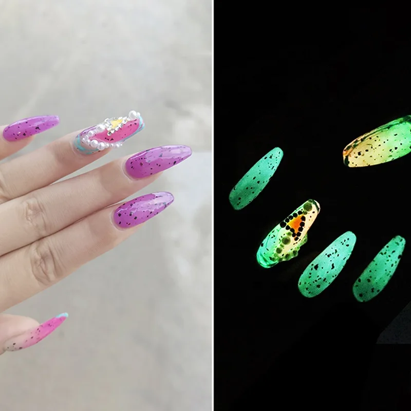 Egg Shell Effect Nail Gel Polish Clear Base Black Spot Luminous UV Gel Nail Polish For Nail Art Beauty